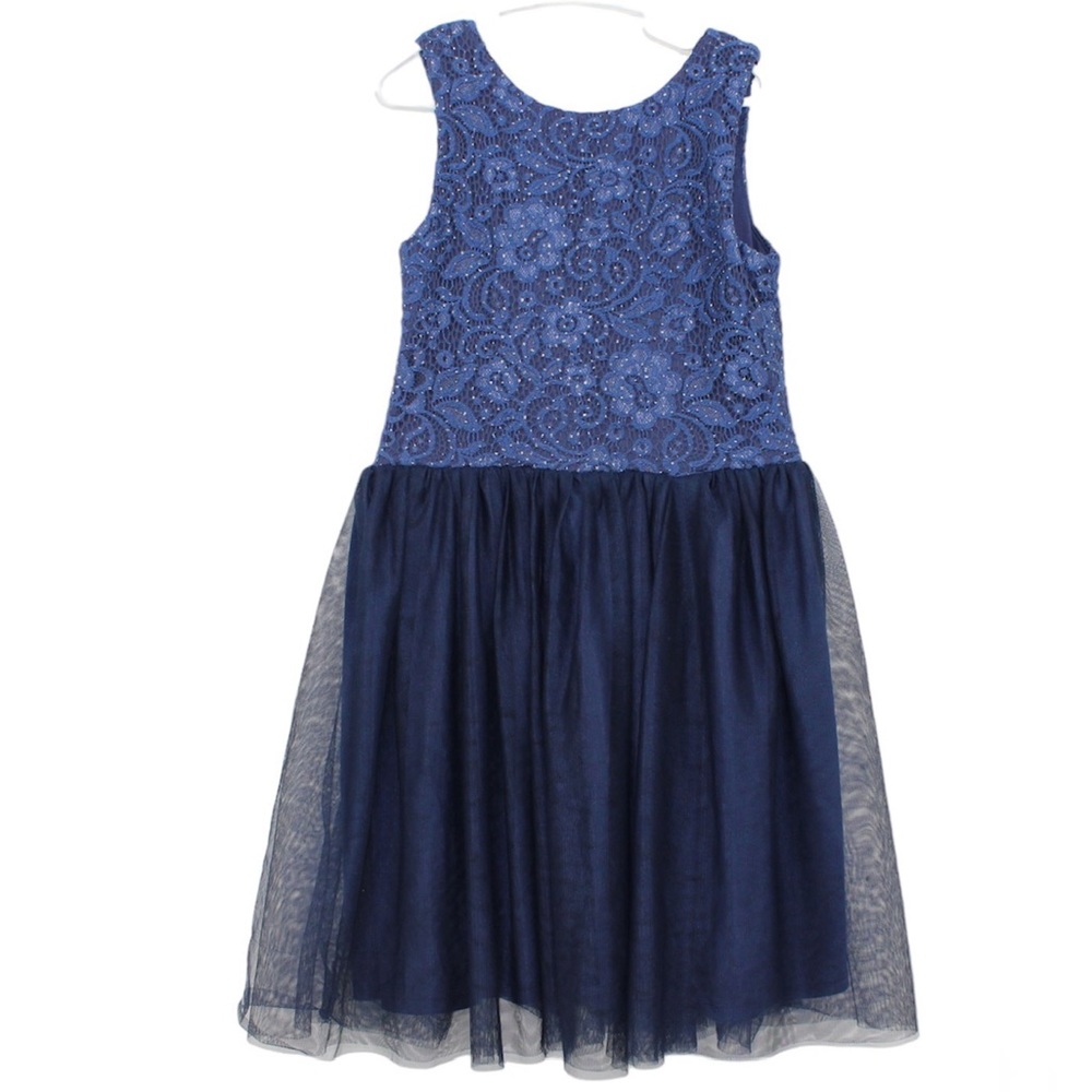 PIPPA & JULIE Couture Dark Blue Lace Tulle